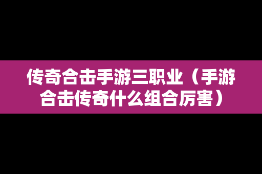 传奇合击手游三职业（手游合击传奇什么组合厉害）