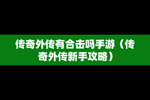 传奇外传有合击吗手游（传奇外传新手攻略）