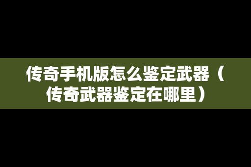 传奇手机版怎么鉴定武器（传奇武器鉴定在哪里）