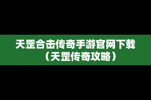 天罡合击传奇手游官网下载（天罡传奇攻略）