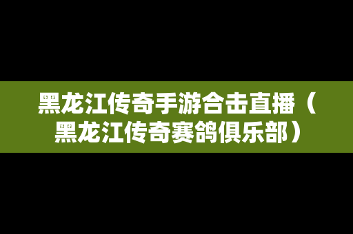 黑龙江传奇手游合击直播（黑龙江传奇赛鸽俱乐部）
