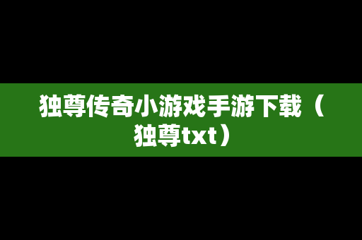 独尊传奇小游戏手游下载（独尊txt）