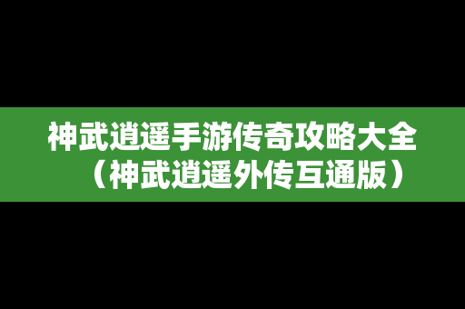 神武逍遥手游传奇攻略大全（神武逍遥外传互通版）