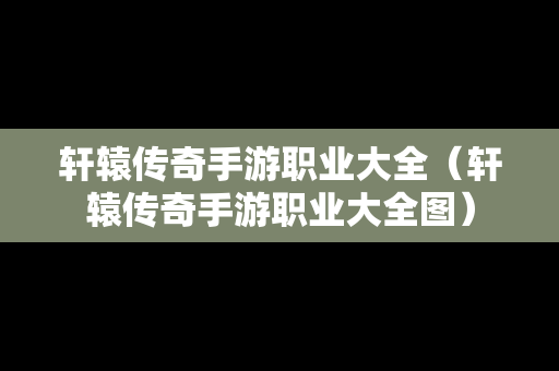 轩辕传奇手游职业大全（轩辕传奇手游职业大全图）