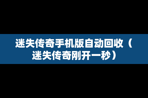 迷失传奇手机版自动回收（迷失传奇刚开一秒）