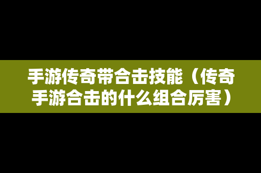 手游传奇带合击技能（传奇手游合击的什么组合厉害）