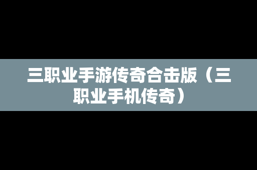 三职业手游传奇合击版（三职业手机传奇）