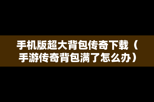 手机版超大背包传奇下载（手游传奇背包满了怎么办）