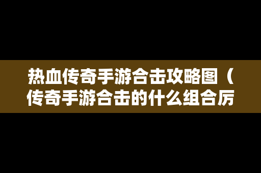 热血传奇手游合击攻略图（传奇手游合击的什么组合厉害）