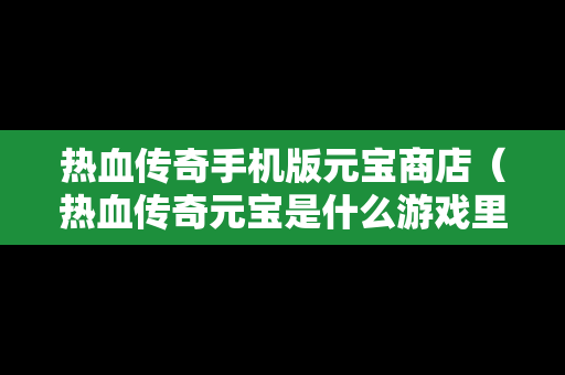 热血传奇手机版元宝商店（热血传奇元宝是什么游戏里面的）