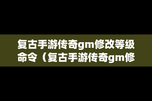 复古手游传奇gm修改等级命令（复古手游传奇gm修改等级命令是什么）