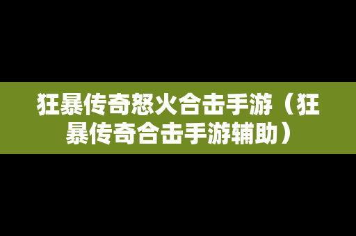 狂暴传奇怒火合击手游（狂暴传奇合击手游辅助）