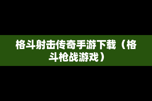 格斗射击传奇手游下载（格斗枪战游戏）