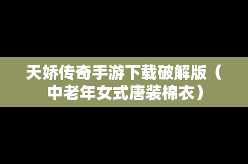 天娇传奇手游下载破解版（中老年女式唐装棉衣）