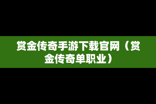 赏金传奇手游下载官网（赏金传奇单职业）