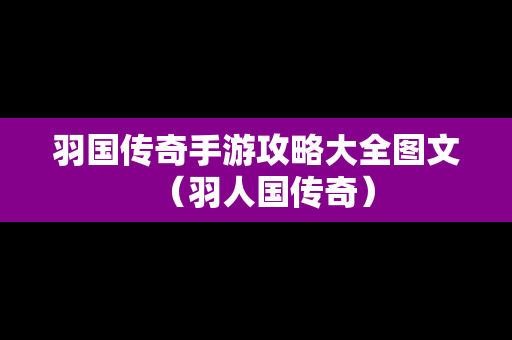 羽国传奇手游攻略大全图文（羽人国传奇）