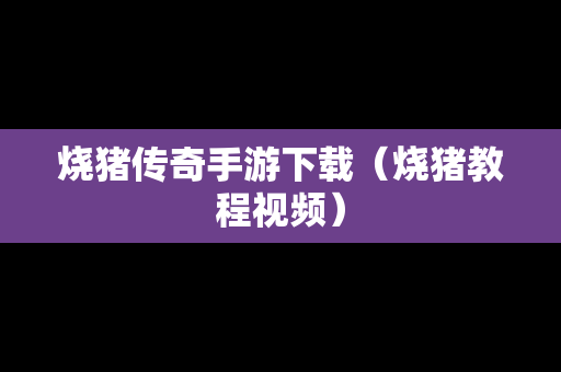 烧猪传奇手游下载（烧猪教程视频）