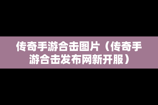 传奇手游合击图片（传奇手游合击发布网新开服）