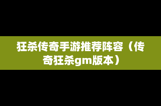 狂杀传奇手游推荐阵容（传奇狂杀gm版本）