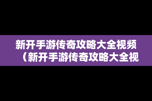 新开手游传奇攻略大全视频（新开手游传奇攻略大全视频下载）